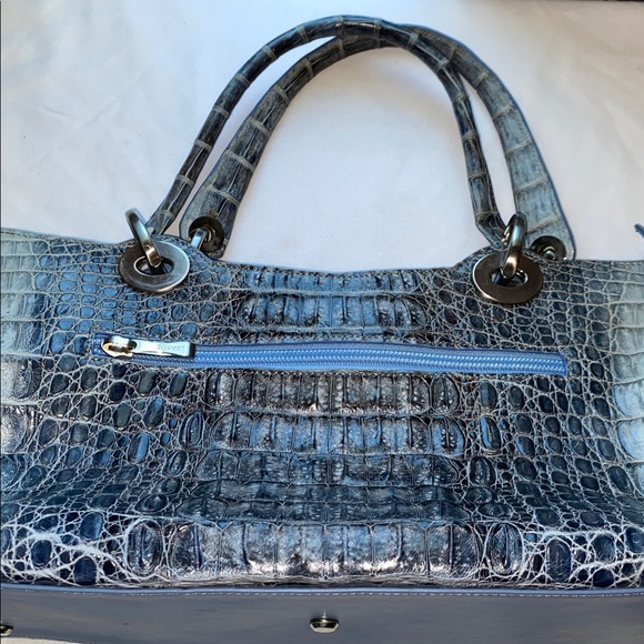 River Genuine Crocodile Leather Blue Shoulder Purse - Picture 1 of 12